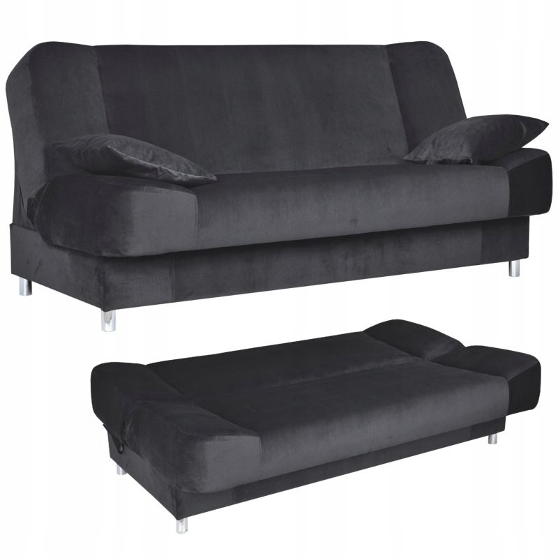 Sofa do salonu rozkładana z poduszkami Family Meble Sara czarna 1szt