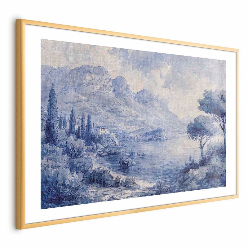 Plakat Artgeist Niebieska zatoka 42x29,7 cm z ramą złotą 1 szt