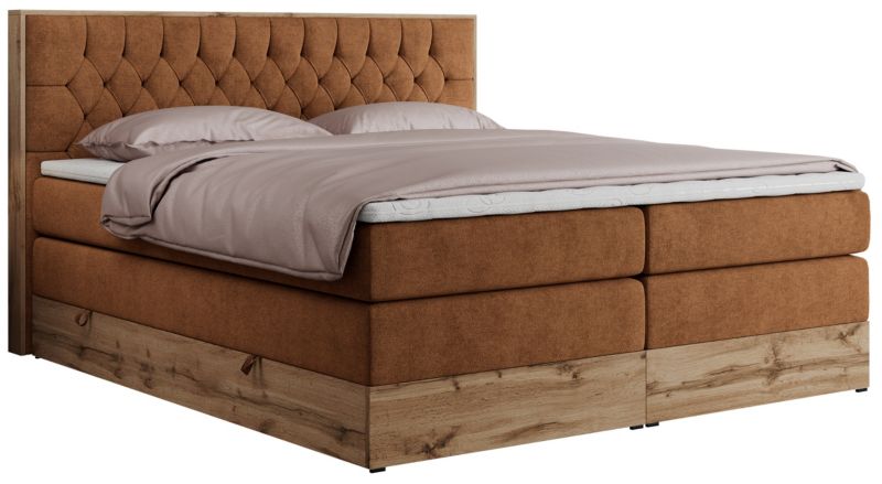 Łóżko kontynentalne MKS Meble AMORE KING 180x200 H3 pomarańczowy struktura 1szt.
