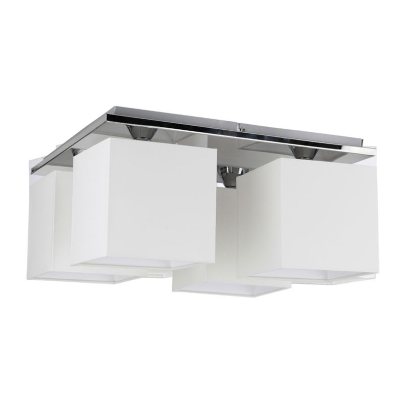 Lampa Sufitowa SPOT Light 4xE27 Max.25W Klasyczne Połączenie Chromu i Białej Tkaniny, Polski Producent, 1 szt.