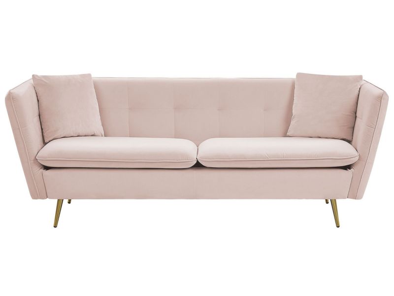 Sofa 3-osobowa welurowa różowa Frederica 1 szt.