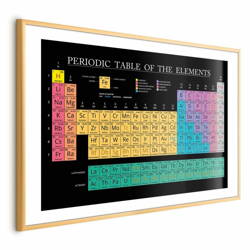 Plakat Artgeist Tablica Mendelejewa 30x21 cm z ramą złotą 1 szt