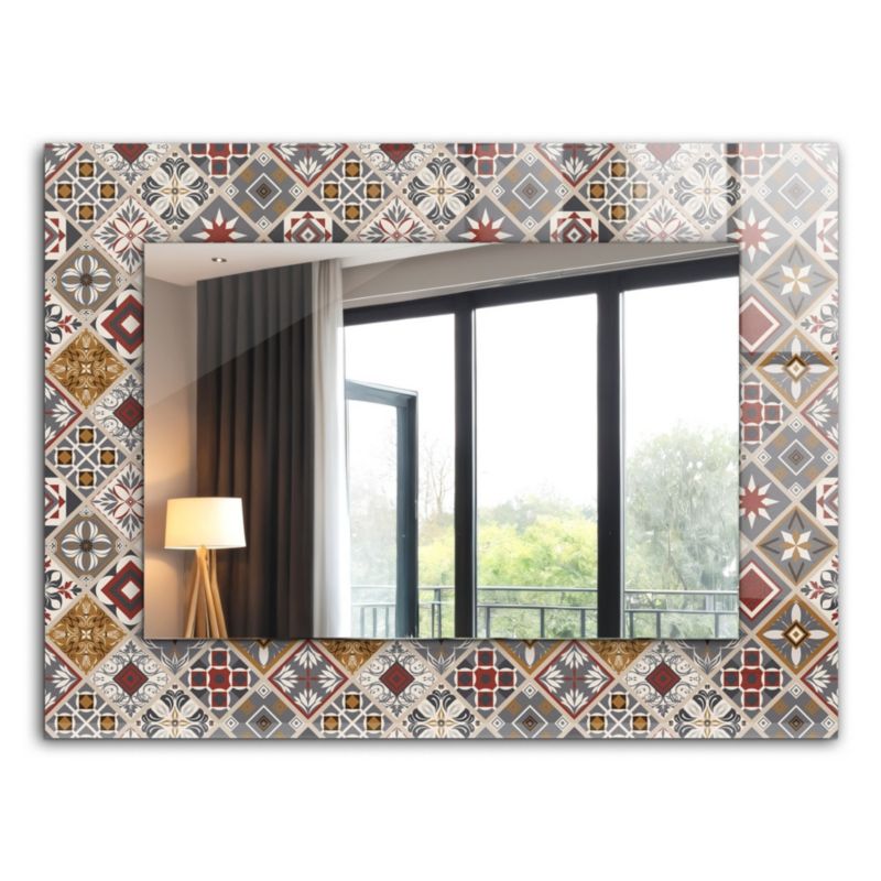 Lustro Prostokątne Tulup Kolorowe Wzory 80x60 cm Na Podkładzie 1 szt.