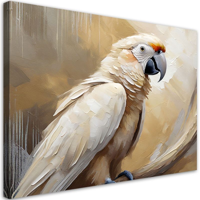 Obraz do salonu sypialni Feeby Papuga Ptaki Beżowy 100x70 cm 1szt