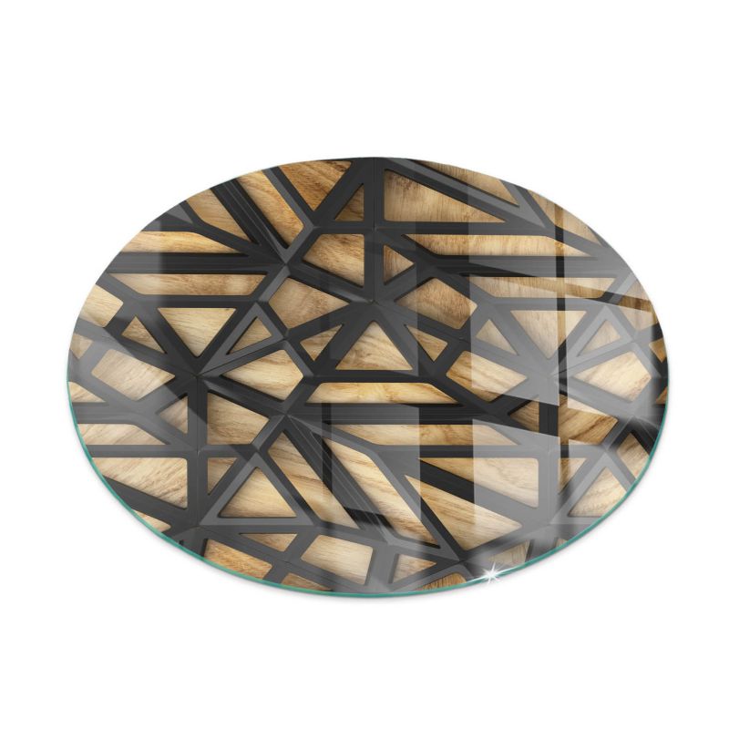 Podkładka szklana Tulup fi60 cm Geometria z drewnem 1 szt.