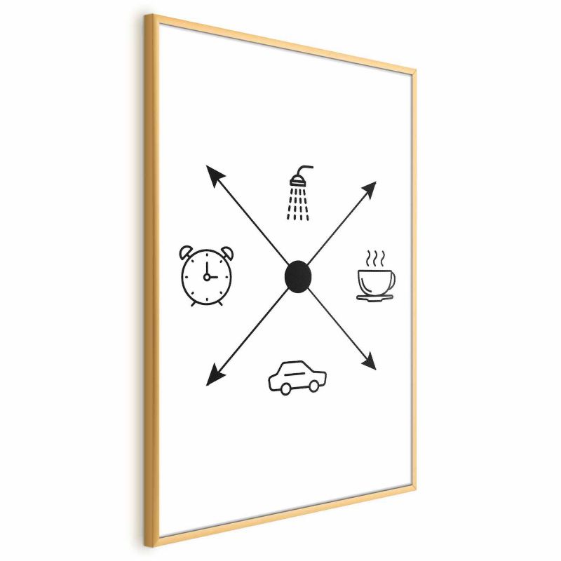 Plakat Artgeist Harmonogram dnia 21x30 cm z ramą złotą 1 szt
