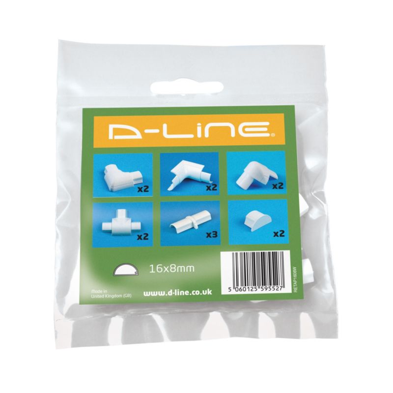 Akcesoria do listwy połączeniowej D-line 16 x 8 mm białe 13 szt.