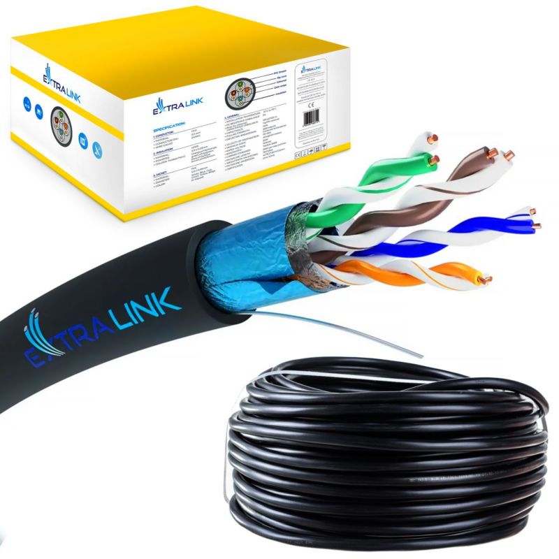Kabel sieciowy skrętka Extralink CAT5E FTP (F/UTP) V2 Zewnętrzny 100M 1szt