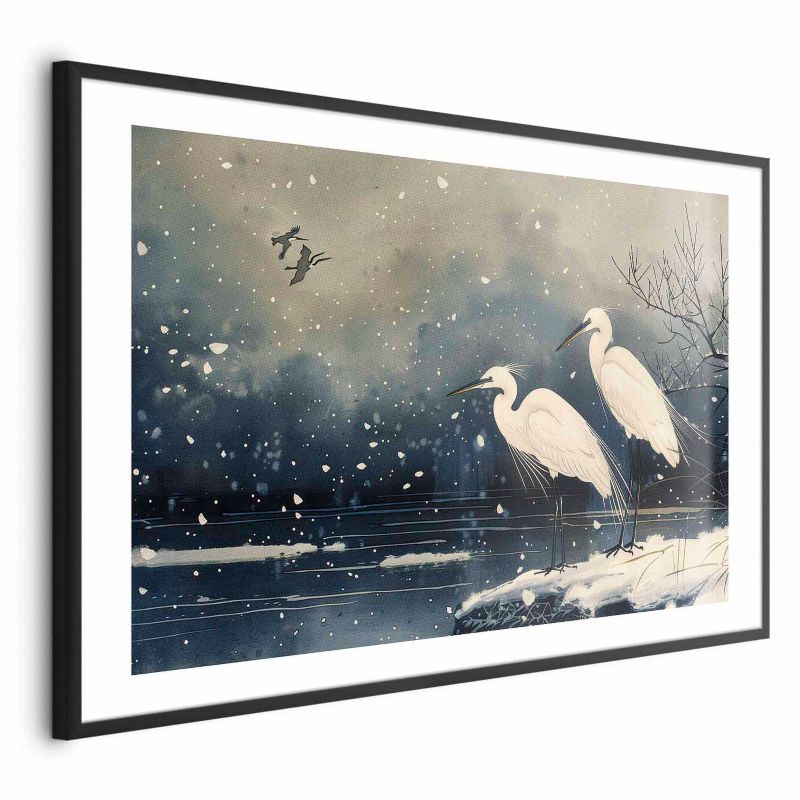 Plakat Artgeist Czaple nad stawem 42x29,7 cm z ramą czarną 1 szt