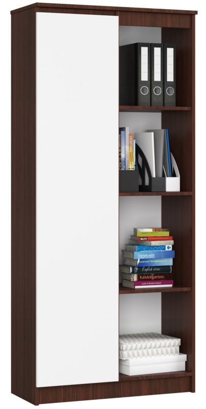 Regał Akord R80 Wenge 80 cm 1 drzwi kolor Biały mat 8 półek 80x35x180 cm 1 szt.