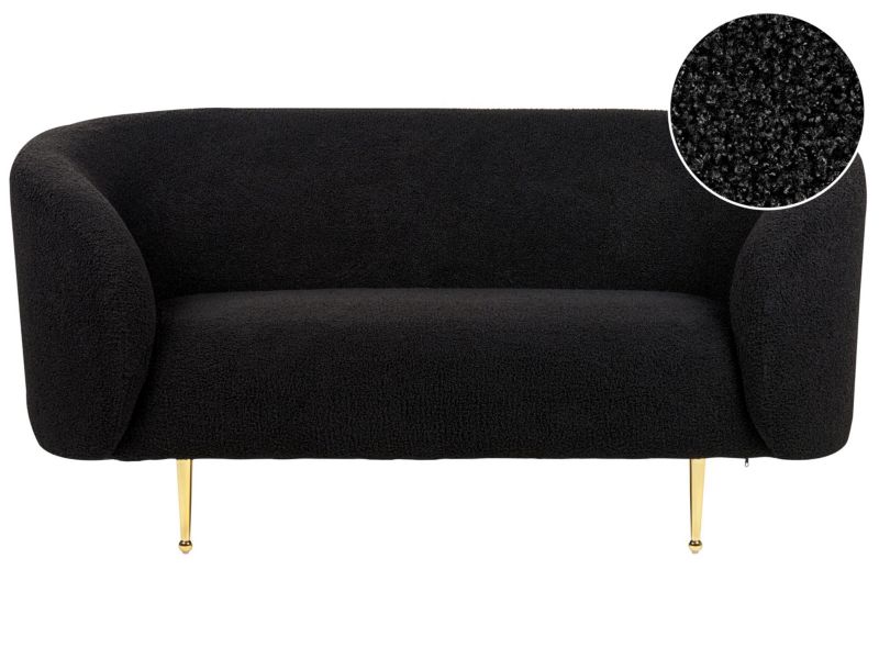 Sofa dwuosobowa boucle czarna Loen 1 szt.
