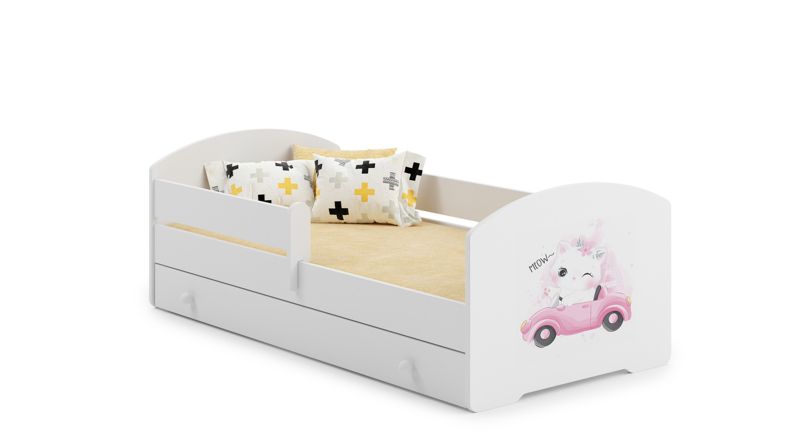 Łożko dziecięce Kobi LUK z szufladą i barierką 140x70 Kobi Kot 1 szt.