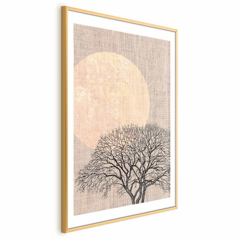 Plakat Artgeist Poranna pełnia księżyca 21x30 cm z ramą złotą 1 szt
