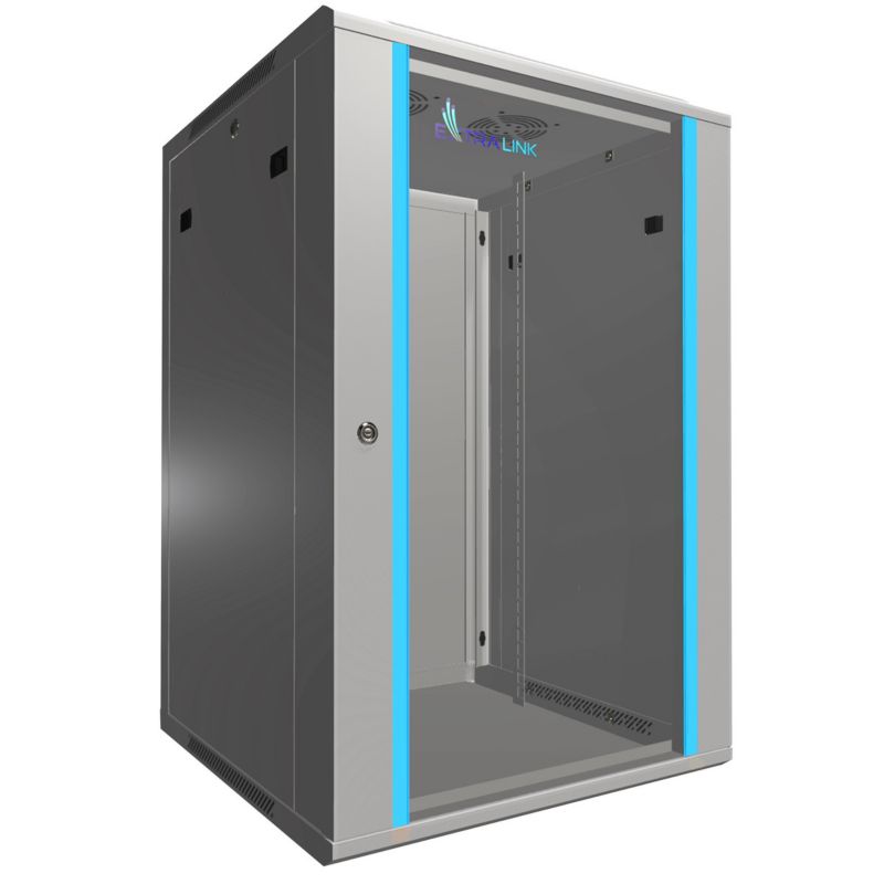 Szafa rack Extralink 18U 600x600 Szara montowana na ścianie 1szt