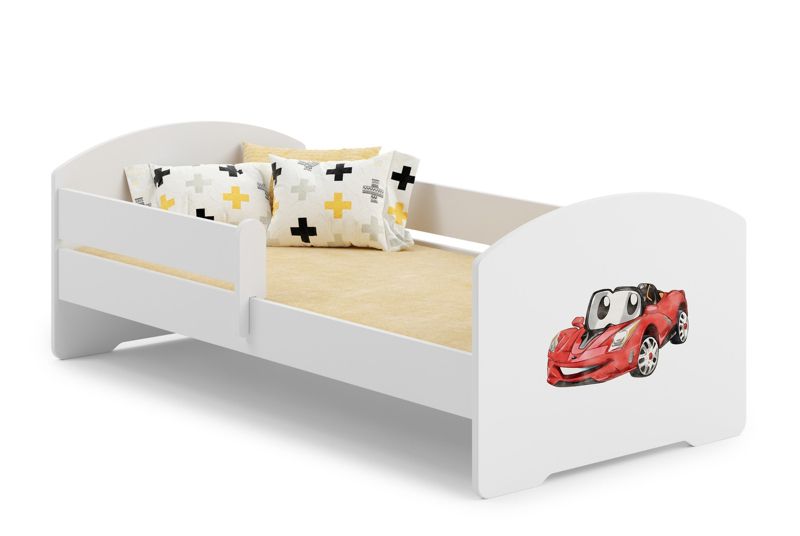 Łożko dziecięce Kobi LUK z barierką 140x70 Kobi Auto chorągiewką 1 szt.