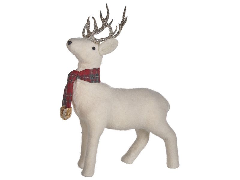 Figurka dekoracyjna renifer 48 cm biała Mustola 1 szt.