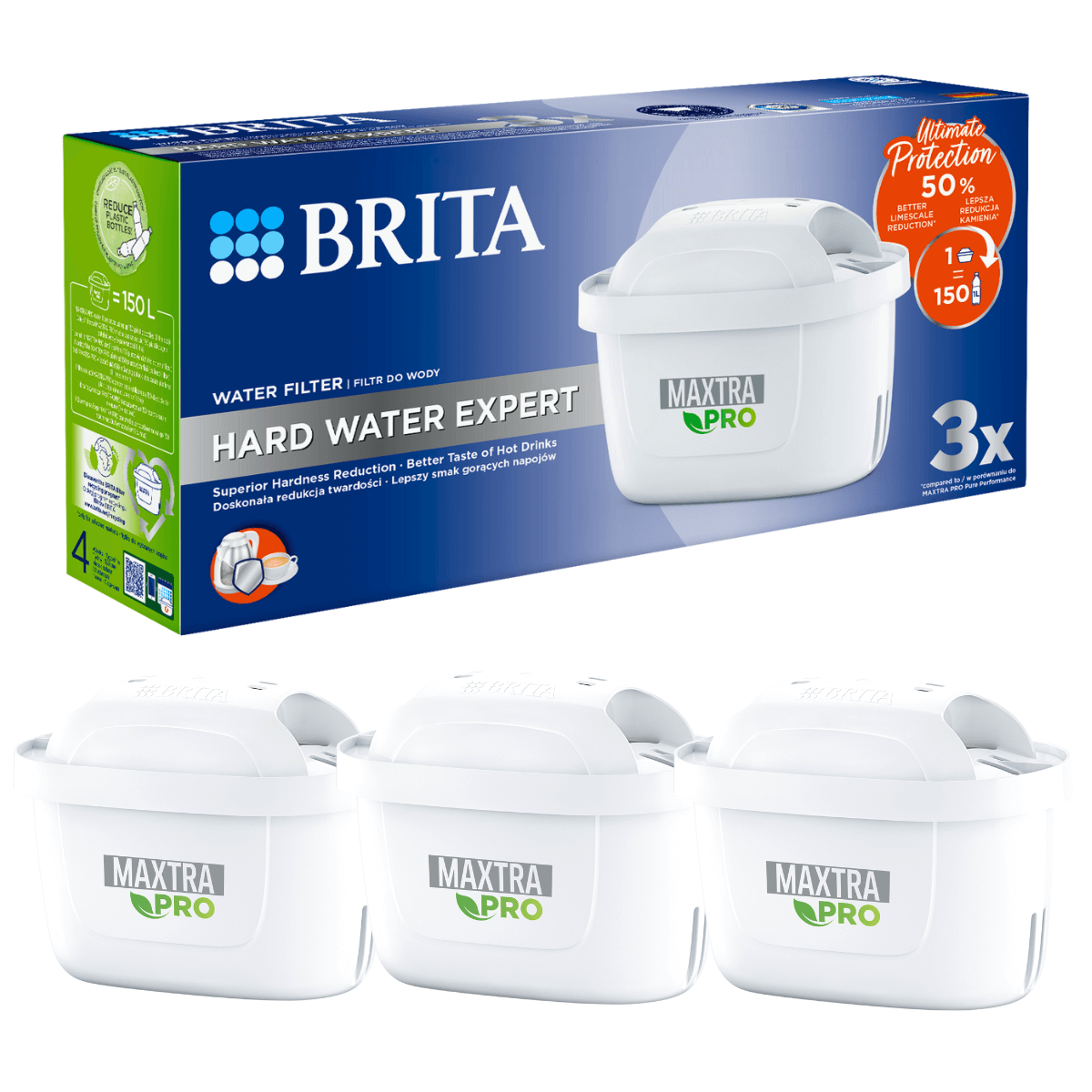 Zestaw 3 sztuk wkładów filtrujących BRITA Maxtra PRO Hard Water Expert.