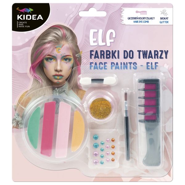 Farbki do twarzy 4 kolory z akcesoriami Elf Kidea