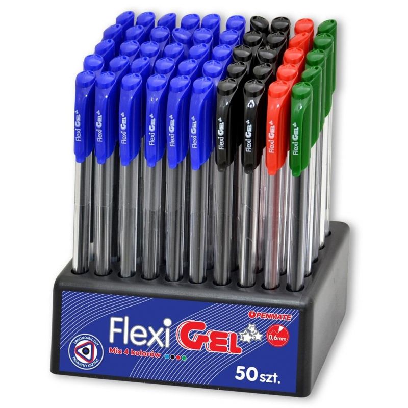 Długopis FLEXI GEL 50 - 4 kolory (30 niebieskich, 10 czarnych, 5 czerwoncy, 5 zielonych)
