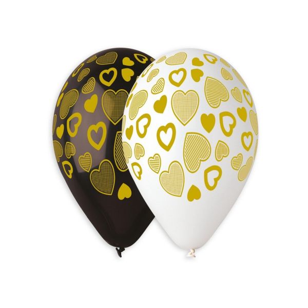 BALON HEL ZŁOTE SERCA 13" 5SZT