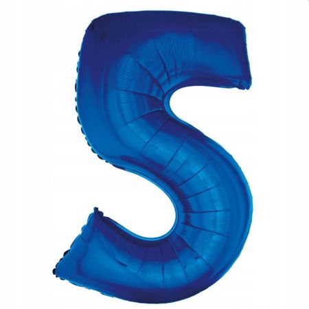 Balon foliowy Cyfra niebieska "5" - Wielkość 92cm