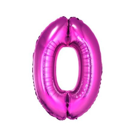 Balon foliowy Cyfra Ciemny róż "0" - Wielkość 92cm