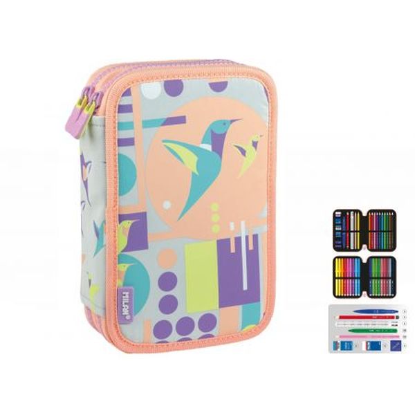 Piórnik 2Komorowy Z Wyposażeniem Sugar Colibri Pastel