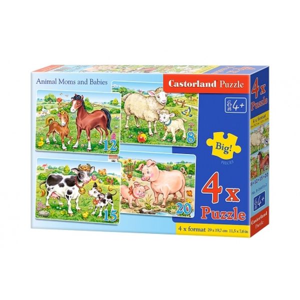 PUZZLE 4W1 B-04416 ANIMALS MOMS AND babies