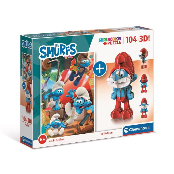Puzzle104 EL + 3D MODEL The Smurfs Clementoni