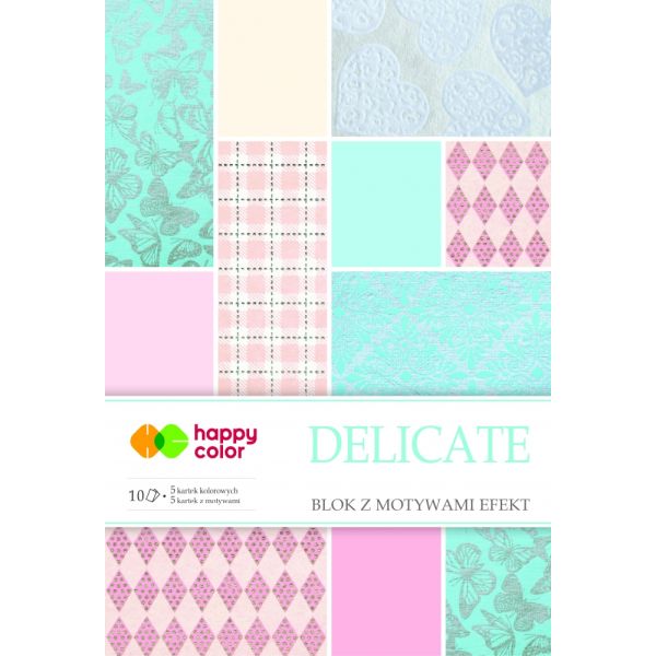 Blok effect DELICATE, 20x29cm, 170-220g/m2, 10 ark, 5 motyw., Happy Color