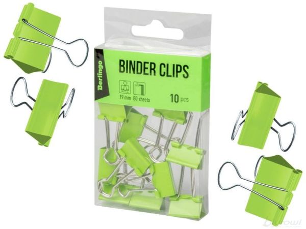 Berlingo spinacze do papieru 19mm, 80 arkuszy 10 szt. zielone (24 opak