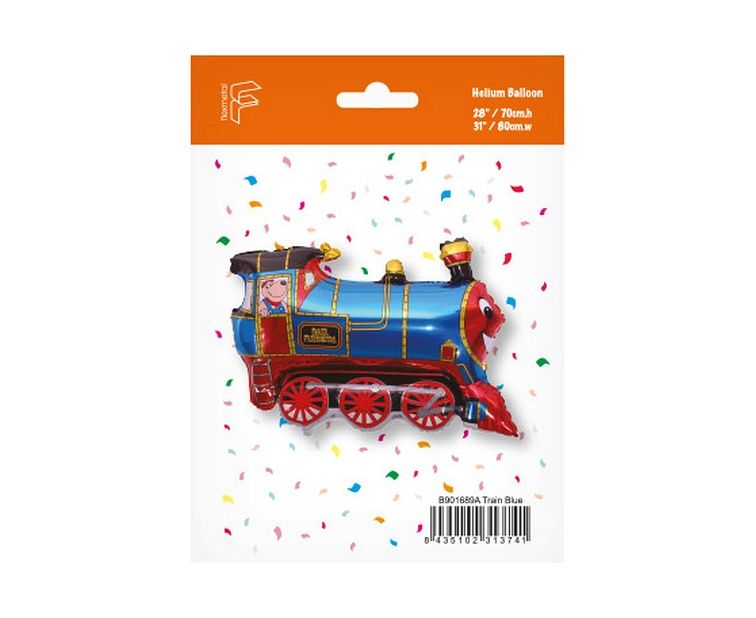 Balon foliowy 24" FX - "Pociąg" (niebieski), pakowany