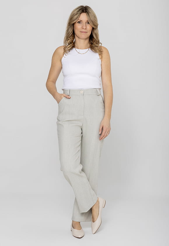 Damenhose CYGARETTE PRESTON – kürzere Version, Grau mit Fischgrätmuster