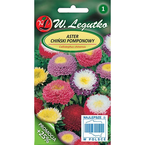 1 szt, Aster pomponowy, mix kolorow - Nasiona: Ilość w opakowaniu: 1.25 g