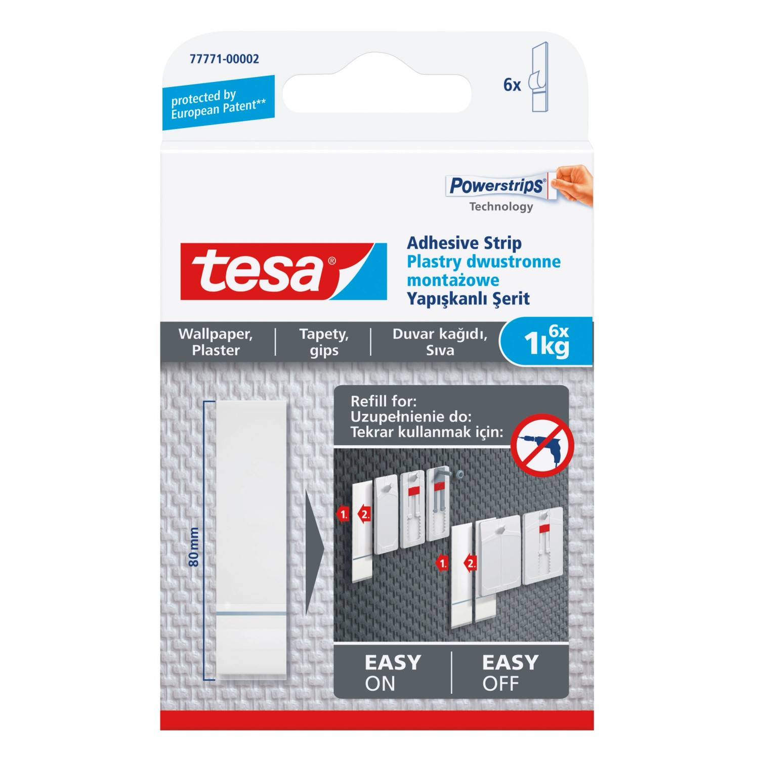 Tesa Plastry montażowe do tapet, 6 szt. do 1kg