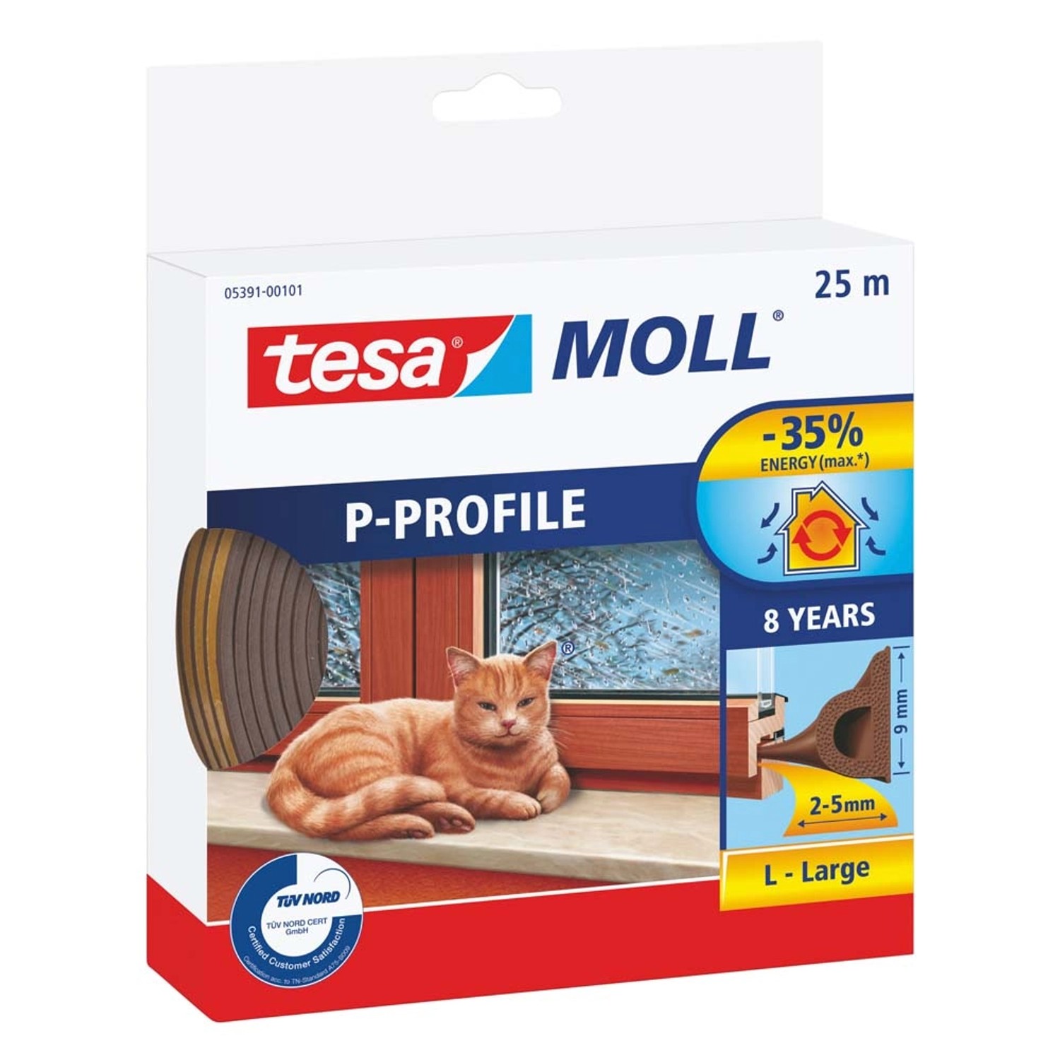 Tesa Uszczelka profil P brązowa 25 m