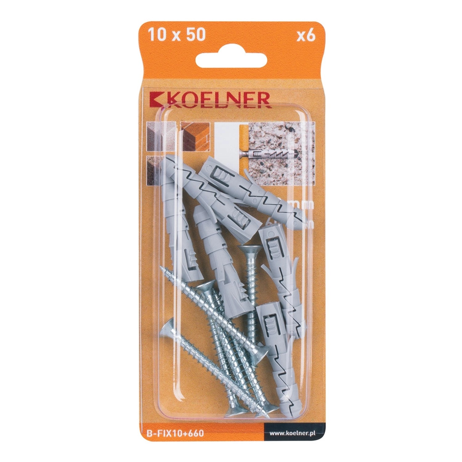 Koelner Kołek FIX rozporowy 10mm z wkrętem 6szt