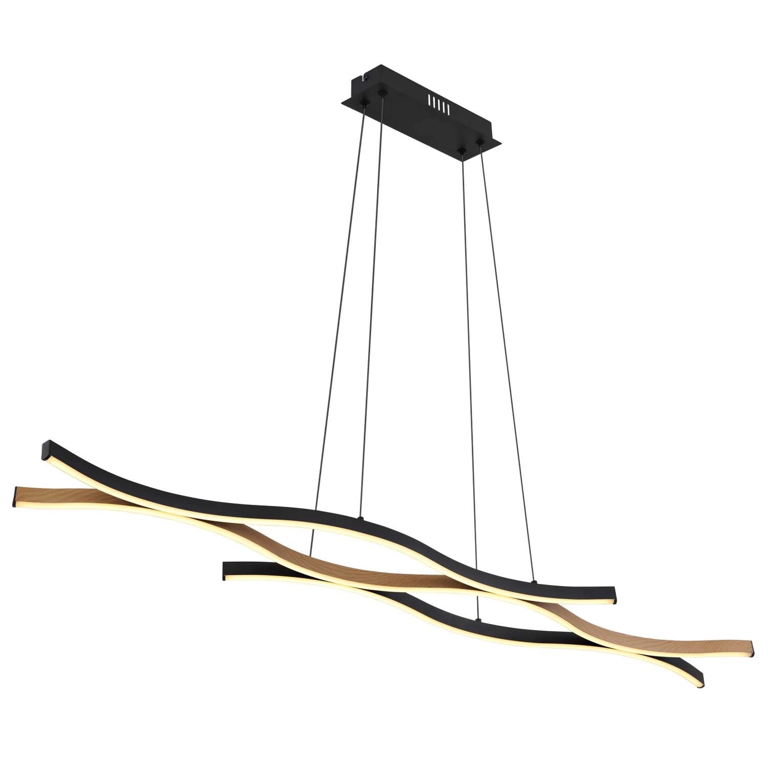 Globo Lampa wisząca LED GERONIMO 35W 3000K 1270lm czerń i drewno