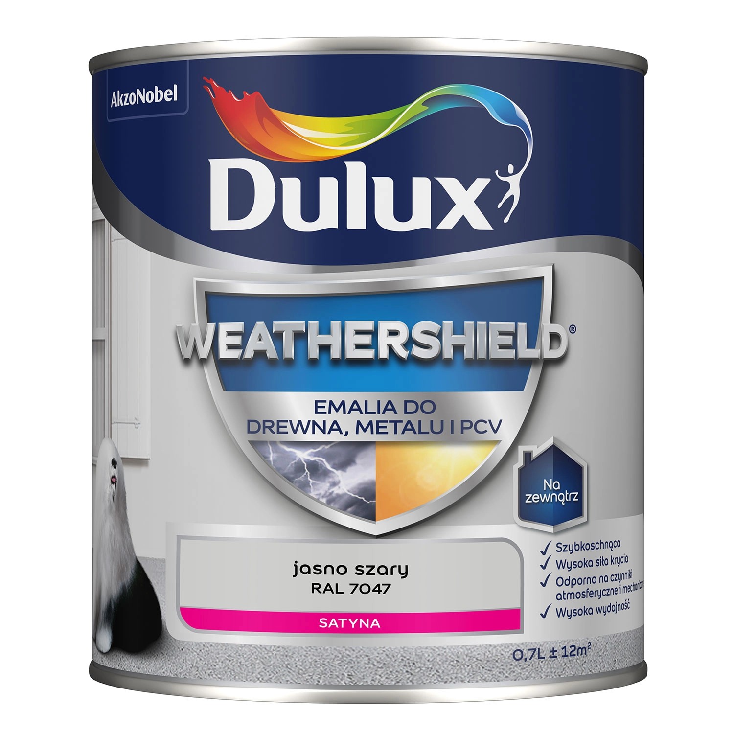 Dulux Emalia Weathershield jasnoszary 7047 - 0,7L
