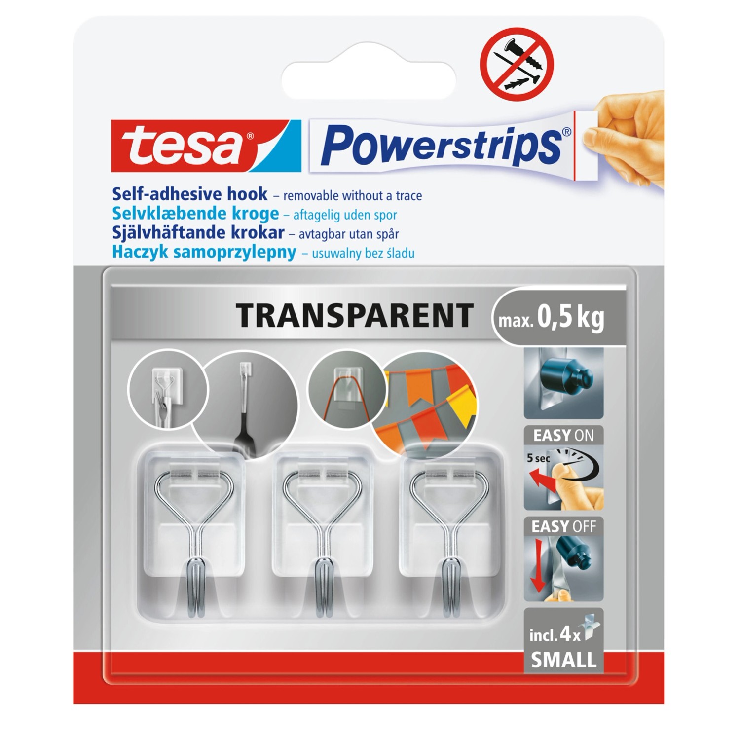 Tesa Haczyki druciany S transparentne do 0,5 kg