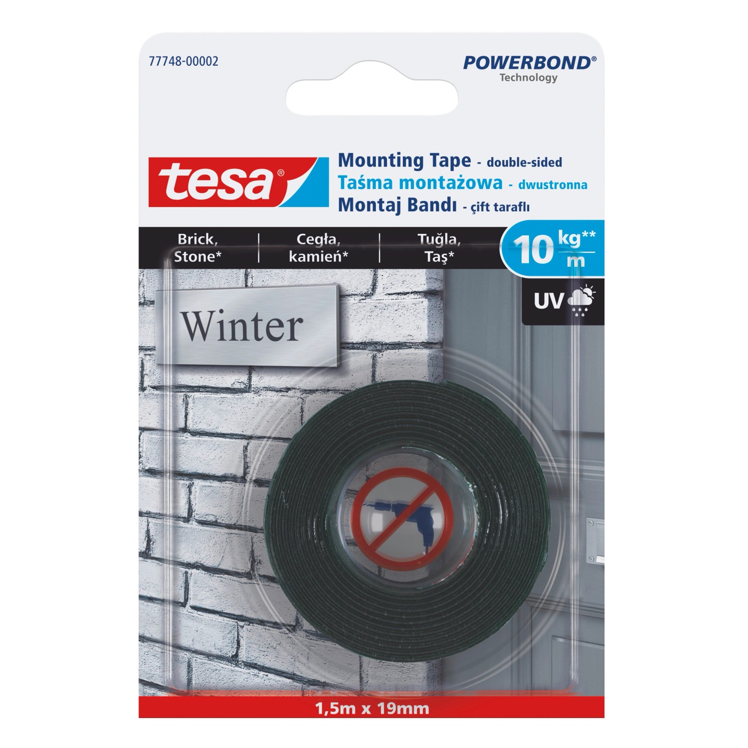Tesa Taśma montażowa na zewnątrz 1,5 m x 19 mm
