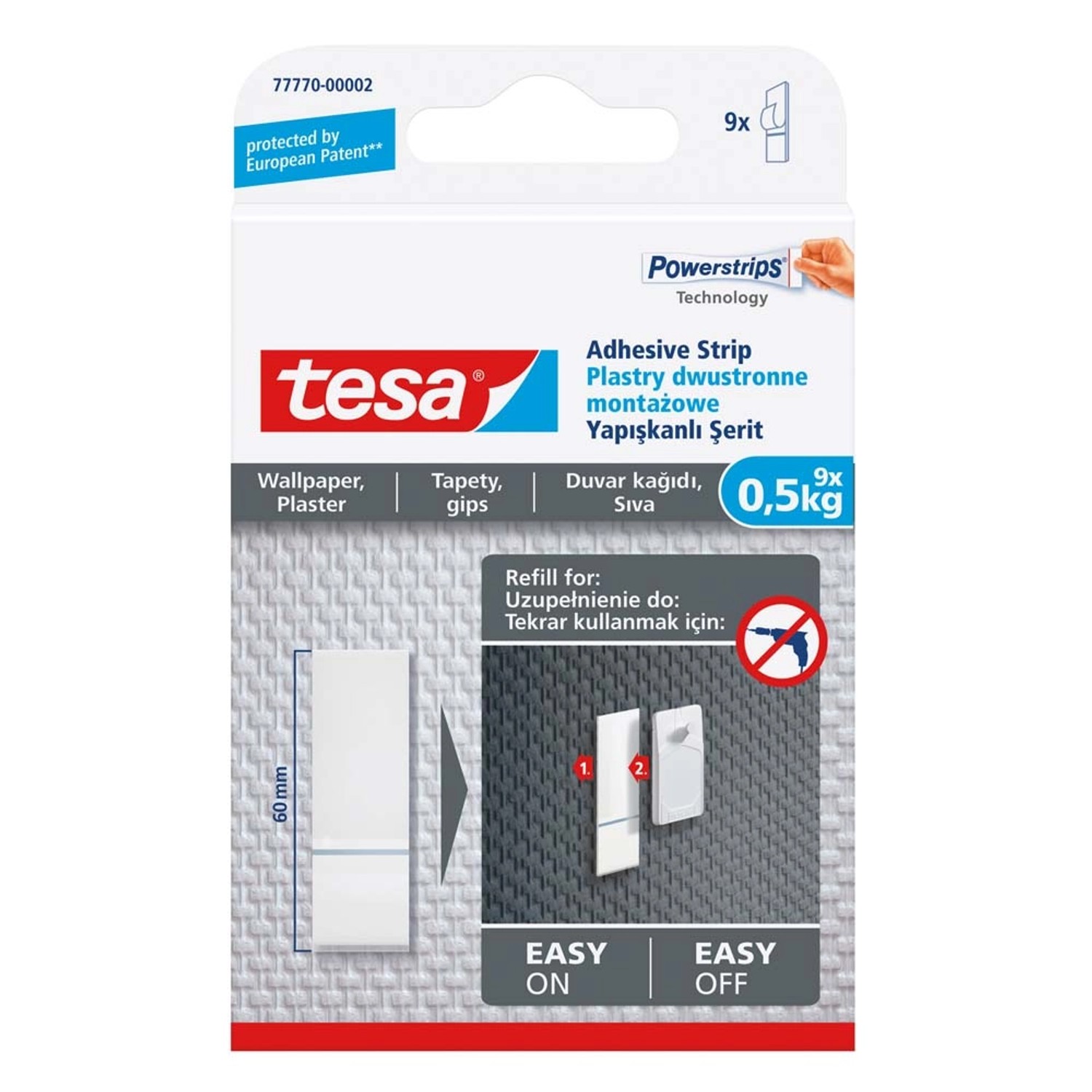 Tesa Plastry montażowe do tapet,9 szt. do 0,5kg