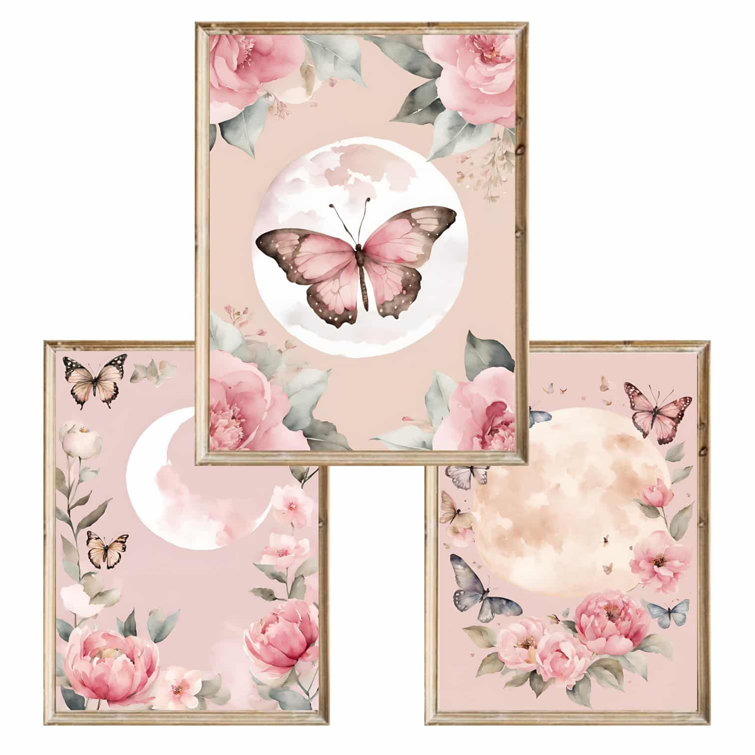 Zestaw trzech plakatów dla dzieci Moon Butterfly - A3