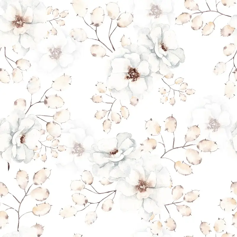 Tapeta Creamy Flowers BW