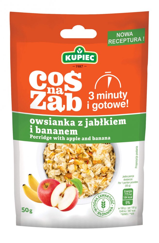 Owsianka Kupiec Coś na ząb, jabłko/banan, 50g