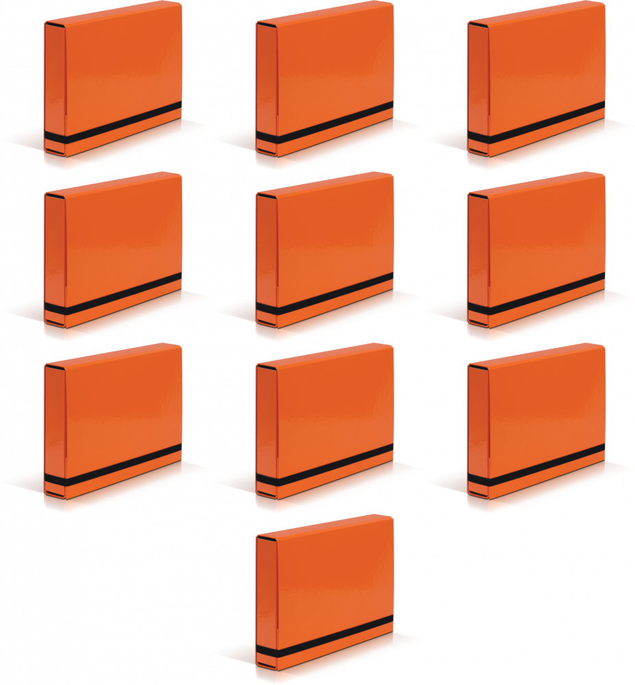 10x Teczka kartonowa z gumką VauPe Box Caribic, A4, 50mm, pomarańczowy