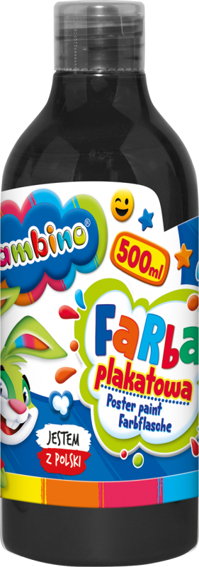 Farba plakatowa Bambino Zwierzaki Uczniaki, w butelce, 500ml, czarny