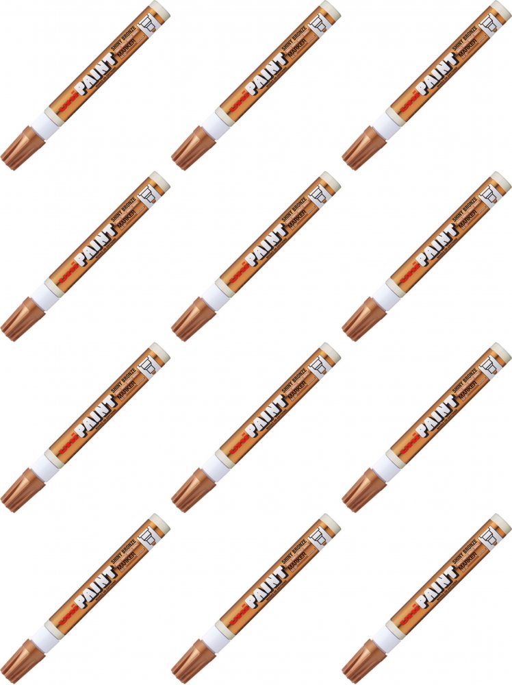 12x Marker olejowy UNI PX-20, okrągła, 2.2-2.8mm, błyszczący brązowy