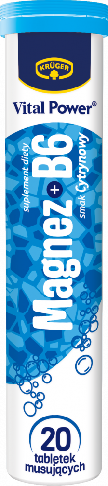 Tabletki musujące Vital Power, magnez+B6, 80g, 20 tabletek