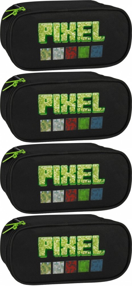 4x Piórnik saszetka Starpak Pixel Game, bez wyposażenia, 6x22x9.5cm, czarny